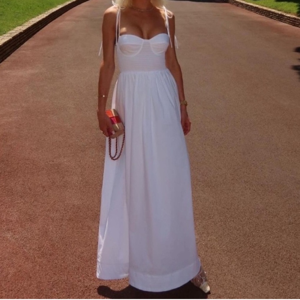 Staud Landry Maxi Dress White Size L - Picture 2 of 8